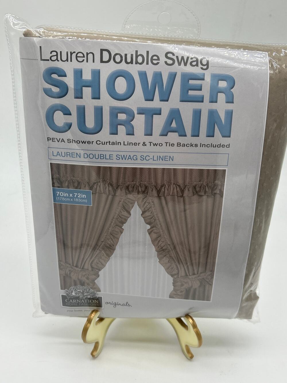 Lauren Double Swag Shower Curtain PEVA Liner 70x72 Beige Taupe New Sealed